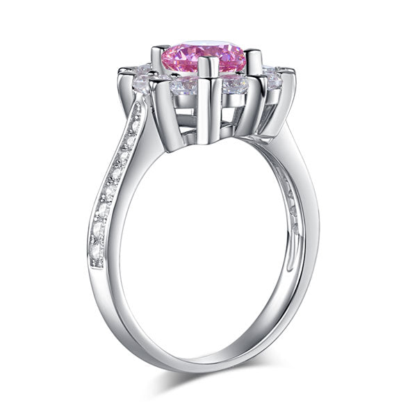 Snowflake 925 Sterling Silver Wedding Promise Anniversary Ring 1 Ct Fancy Pink Created Diamond XFR8264-3