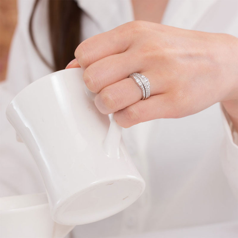 Solid 925 Sterling Silver Wedding Band Ring Set 3-Pieces Anniversary XFR8270-1