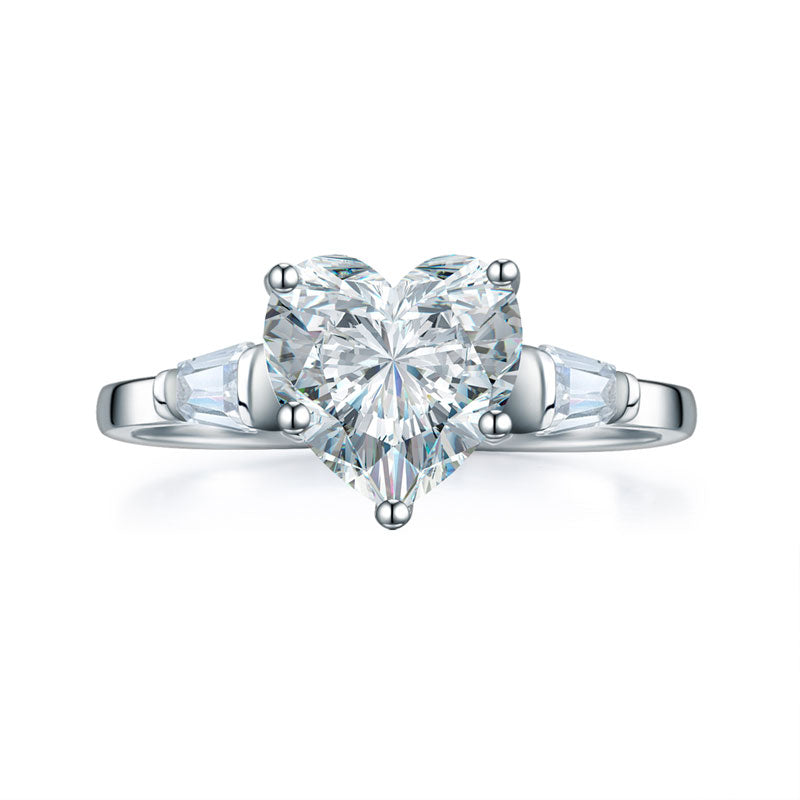 Solid 925 Sterling Silver Wedding Engagement Promise Ring 2 Carat Heart Jewelry Created Diamond XFR8279-2