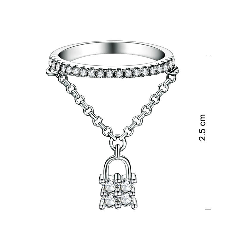 Solid 925 Sterling Silver Band Ring Dangle Purse Sparkling Created Diamond for Lady Trendy Stylish XFR8280-3