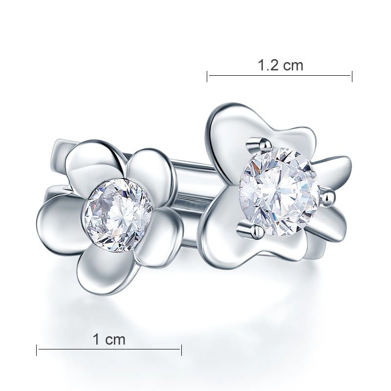 Solid 925 Sterling Silver 2-Pcs Butterfly Flower Ring Set Lady Jewelry 2017 New Design XFR8281-4