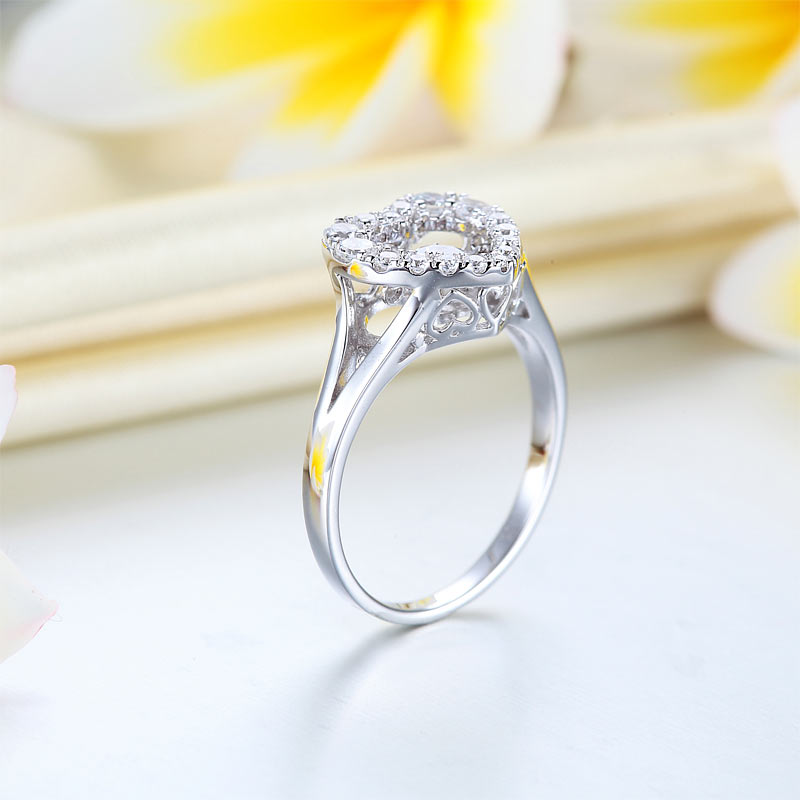 Dancing Stone Heart Solid 925 Sterling Silver Ring Fashion Wedding Jewelry XFR8283-4