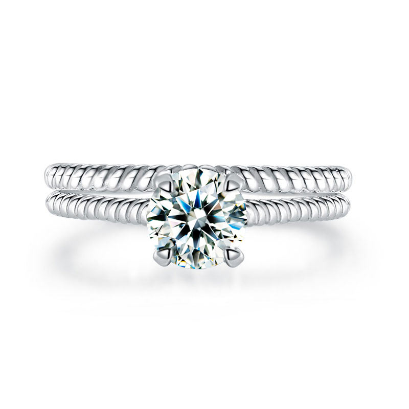 Promise Engagement 2-PC Solid Sterling 925 Silver Twist Solitaire Ring Set Bridal Jewelry XFR8291-3