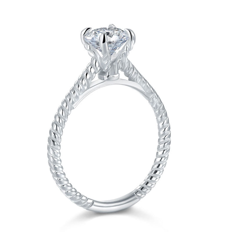 Promise Engagement 2-PC Solid Sterling 925 Silver Twist Solitaire Ring Set Bridal Jewelry XFR8291-4