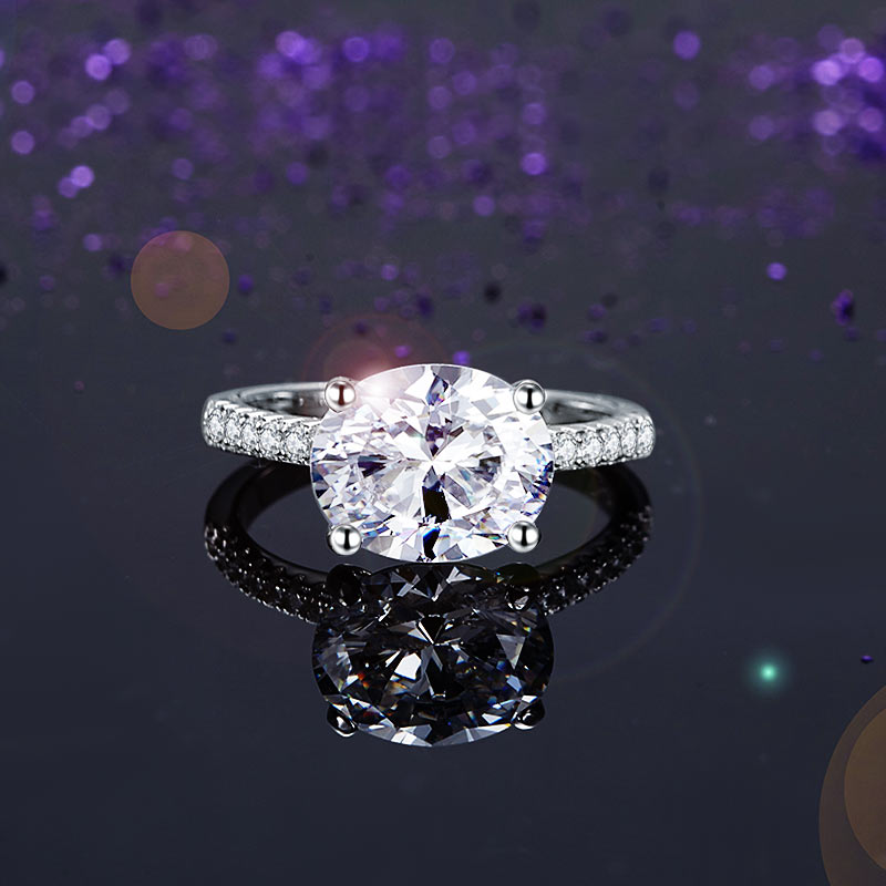 Solid 925 Sterling Silver 4 Carat Wedding Anniversary Ring Oval Cut Luxury Jewelry XFR8300-1
