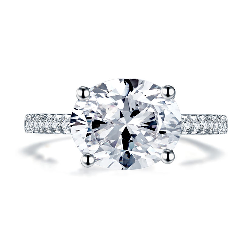 Solid 925 Sterling Silver 4 Carat Wedding Anniversary Ring Oval Cut Luxury Jewelry XFR8300-3