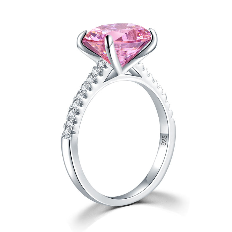 Solid 925 Sterling Silver 4 Carat Anniversary Ring Fancy Pink Oval Cut Luxury Jewelry XFR8302-2