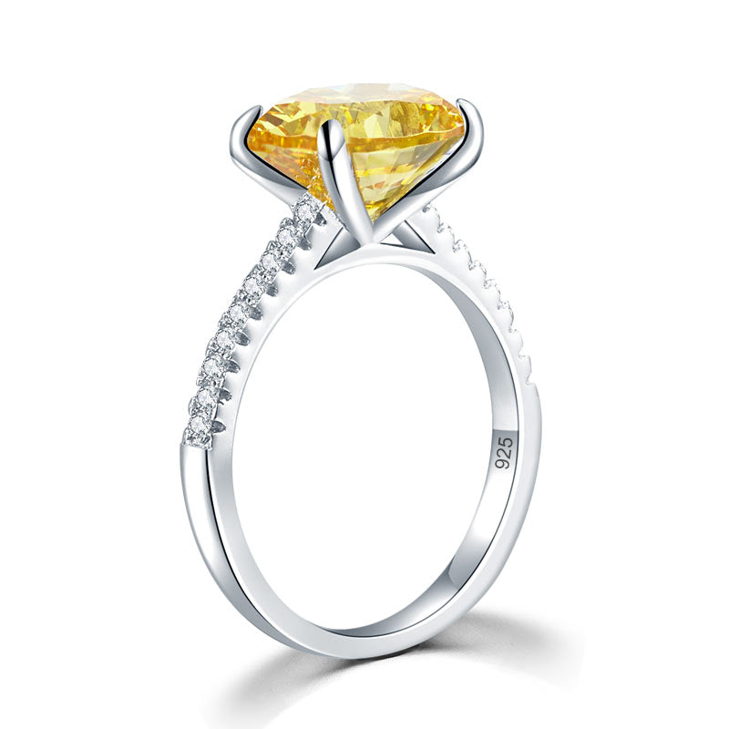 Solid 925 Sterling Silver 4 Carat Anniversary Luxury Ring Yellow Canary Oval Party Jewelry XFR8304-3