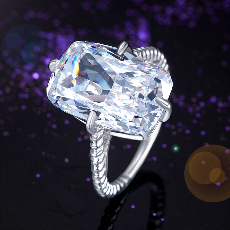Solid 925 Sterling Silver Luxury Ring Solitaire 8.5 Carat Wedding Engagement Party Pageant Jewelry XFR8305-1