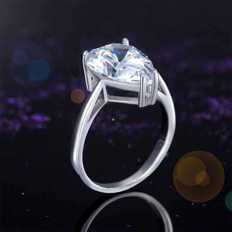 Solid 925 Sterling Silver Luxury Ring Solitaire Pear 4.5 Carat Wedding Engagement Party Pageant Jewelry XFR8306-3