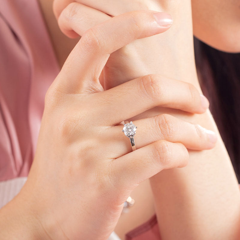 1 Carat Moissanite Diamond 6 Claws Engagement 925 Sterling Silver Ring MFR8340-3