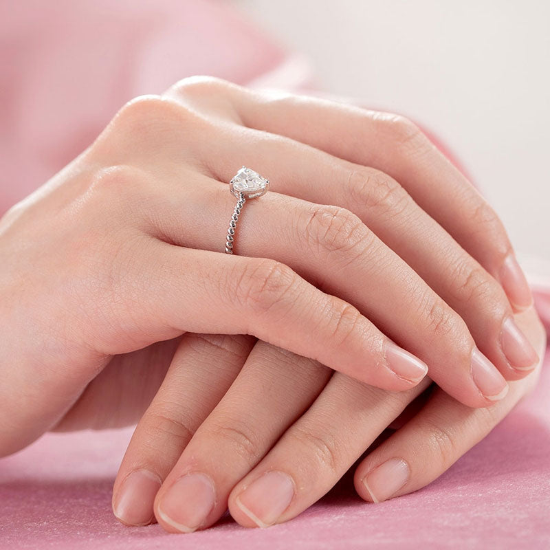 Heart 1 Carat Moissanite Diamond Ring Engagement 925 Sterling Silver MFR8345-1