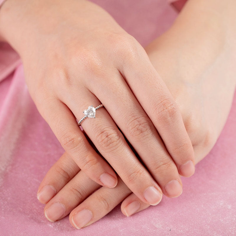 Heart 1 Carat Moissanite Diamond Ring Engagement 925 Sterling Silver MFR8345-3