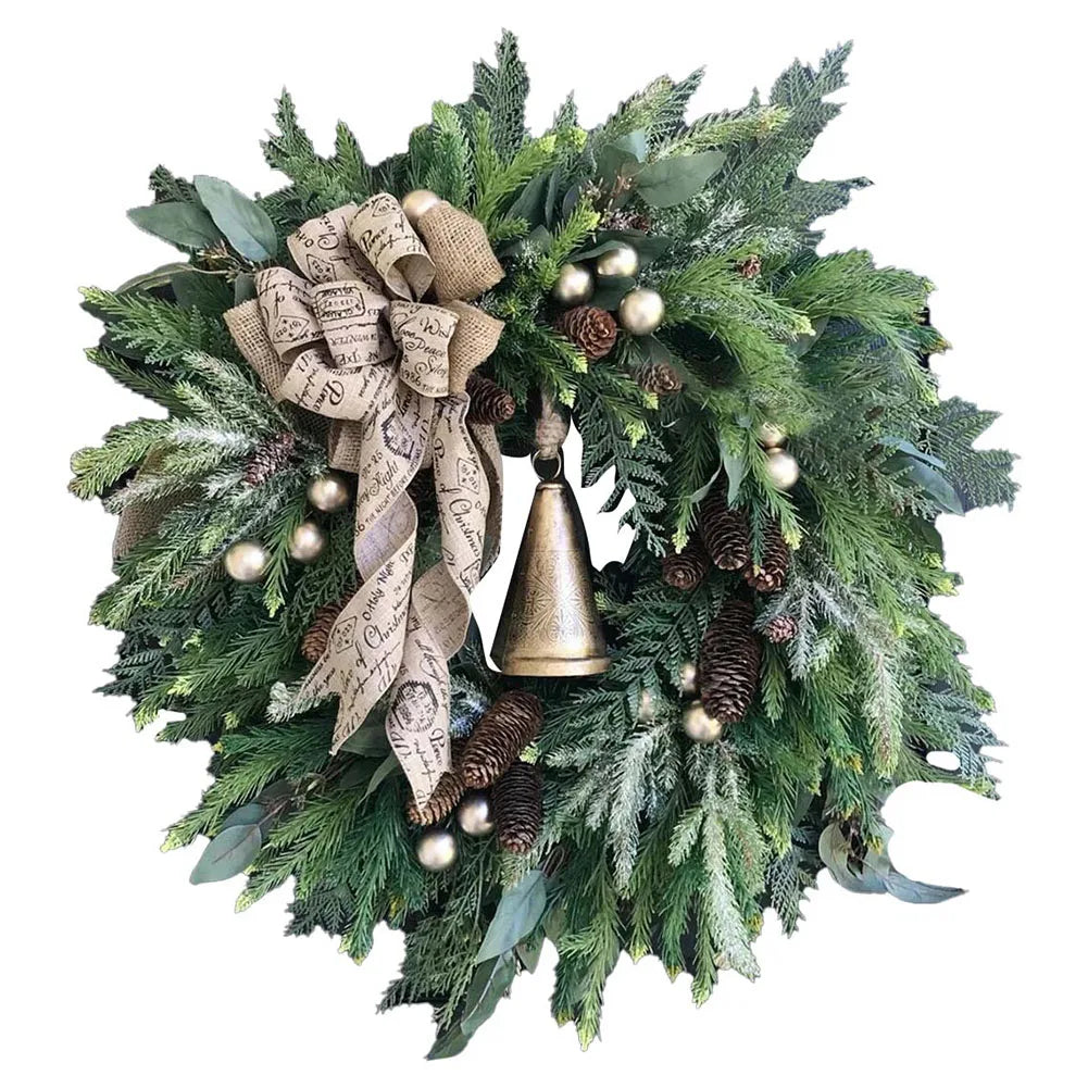 Farmhouse Christmas Wreath with Bells-0
