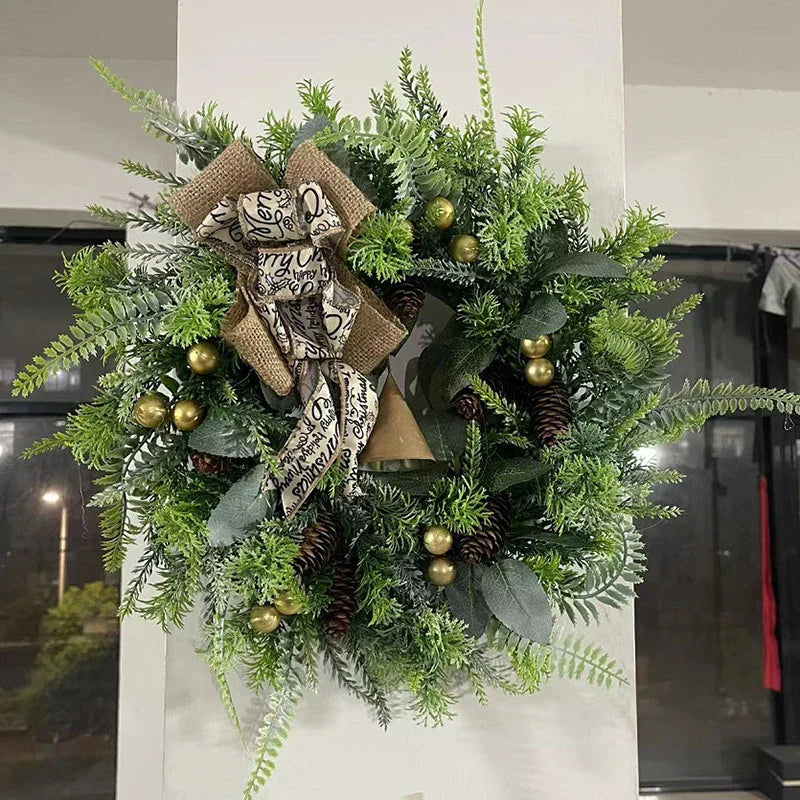 Farmhouse Christmas Wreath with Bells-2