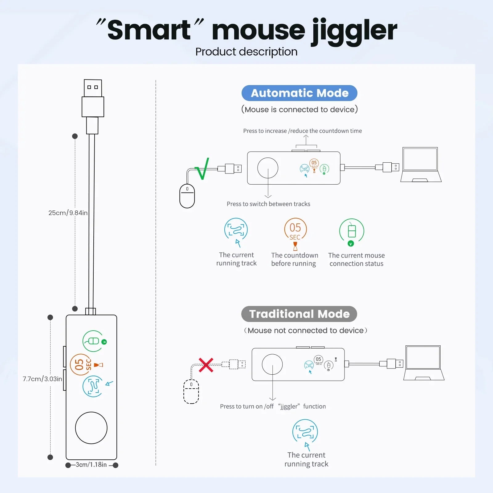 Fully Automatic USB Mouse Jiggler with HD Screen-4