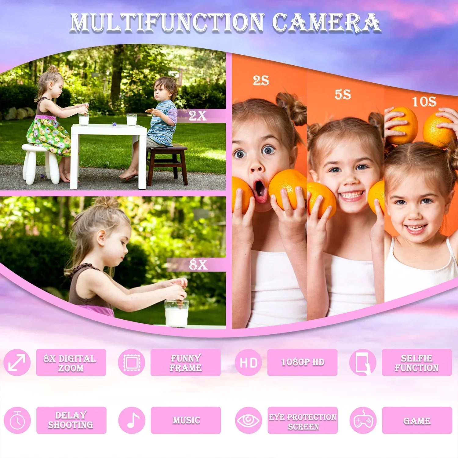 Kids Mini Camera Unicorn 1080P HD 2-Inch Screen-4