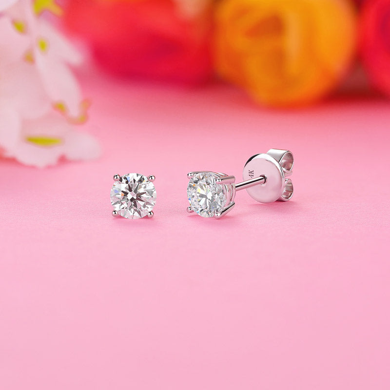 0.5 Carat Lab Grown Diamond Earrings (Total 1 Carat) 14K White Gold LGE001_2-0