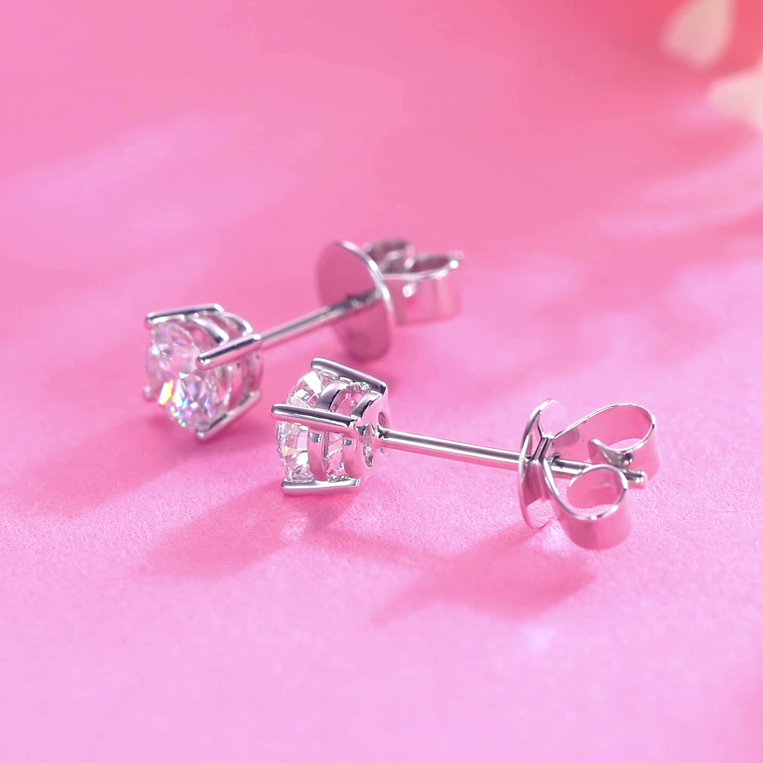 0.5 Carat Lab Grown Diamond Earrings (Total 1 Carat) 14K White Gold LGE001_2-3