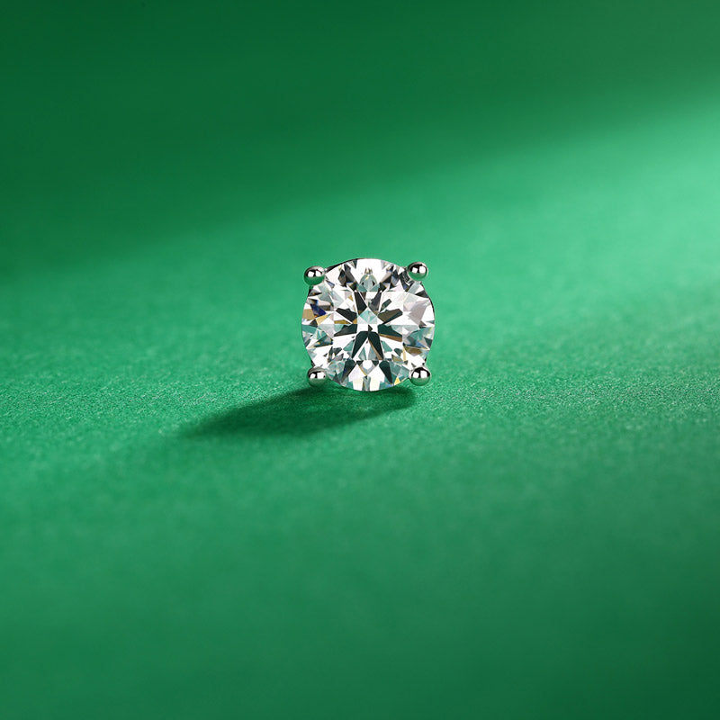 1 Carat Lab Grown Diamond Earrings (1 Piece) Unisex 14K White Gold LGE002_1-2