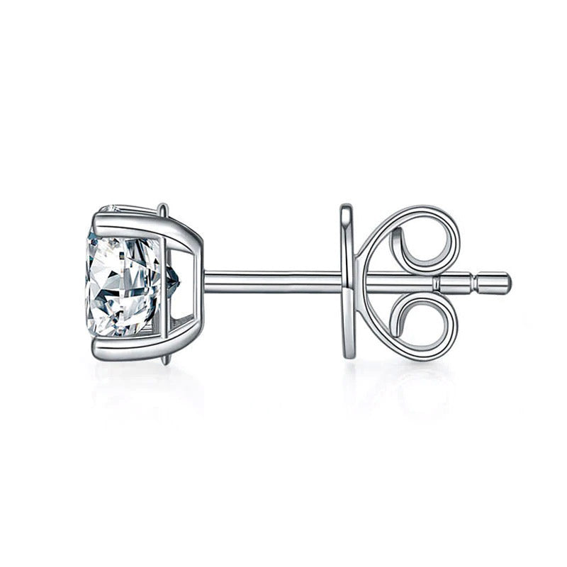 1 Carat Lab Grown Diamond Earrings (1 Piece) Unisex 14K White Gold LGE002_1-1
