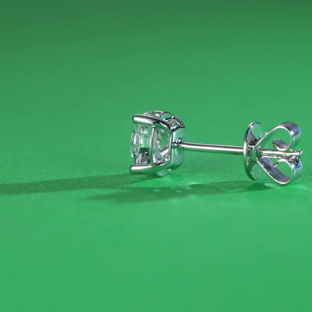 1 Carat Lab Grown Diamond Earrings (1 Piece) Unisex 14K White Gold LGE002_1-3