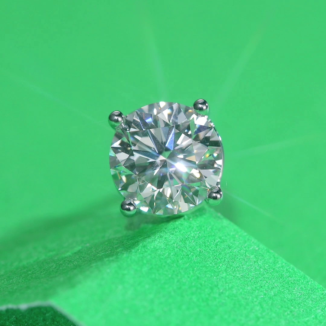 1 Carat Lab Grown Diamond Earrings (1 Piece) Unisex 14K White Gold LGE002_1-0