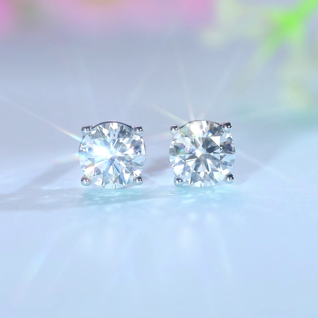 1 Carat Lab Grown Diamond Earrings (Total 2 Carats) 14K White Gold LGE002_2-0