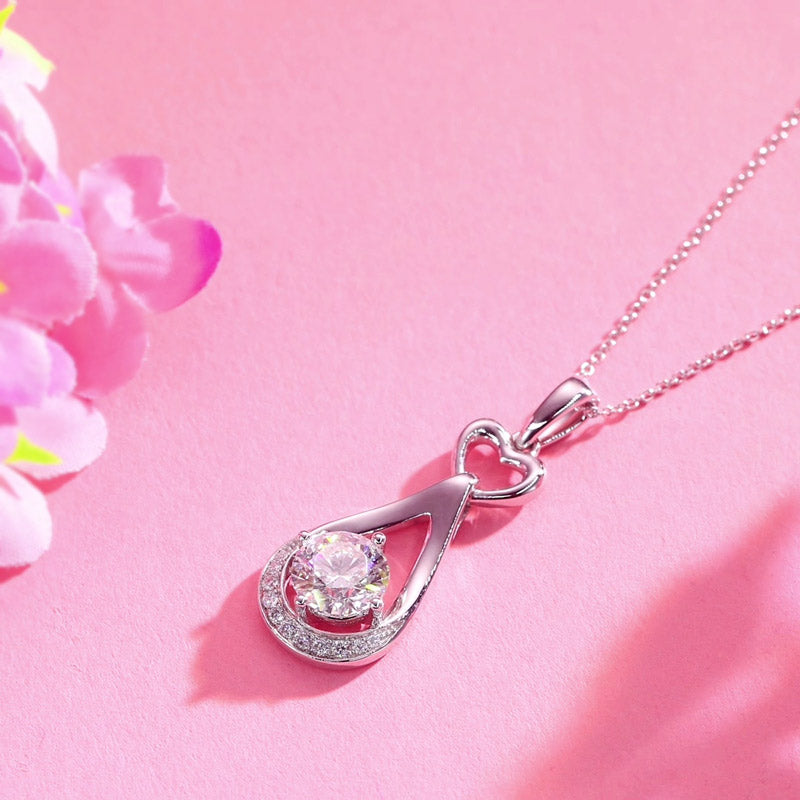 1 Carat Lab Grown Diamond Pendant Necklace 14K White Gold LGN001-2