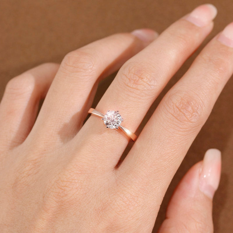 0.8 Carat Lab Grown Diamond Ring 6 Claws 14K Rose Gold LGR006-2