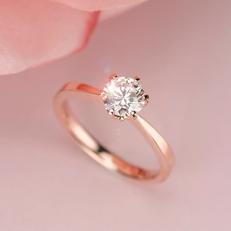 0.8 Carat Lab Grown Diamond Ring 6 Claws 14K Rose Gold LGR006-1