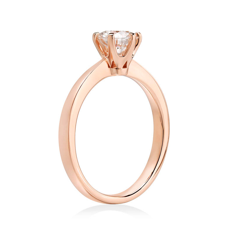 0.8 Carat Lab Grown Diamond Ring 6 Claws 14K Rose Gold LGR006-3