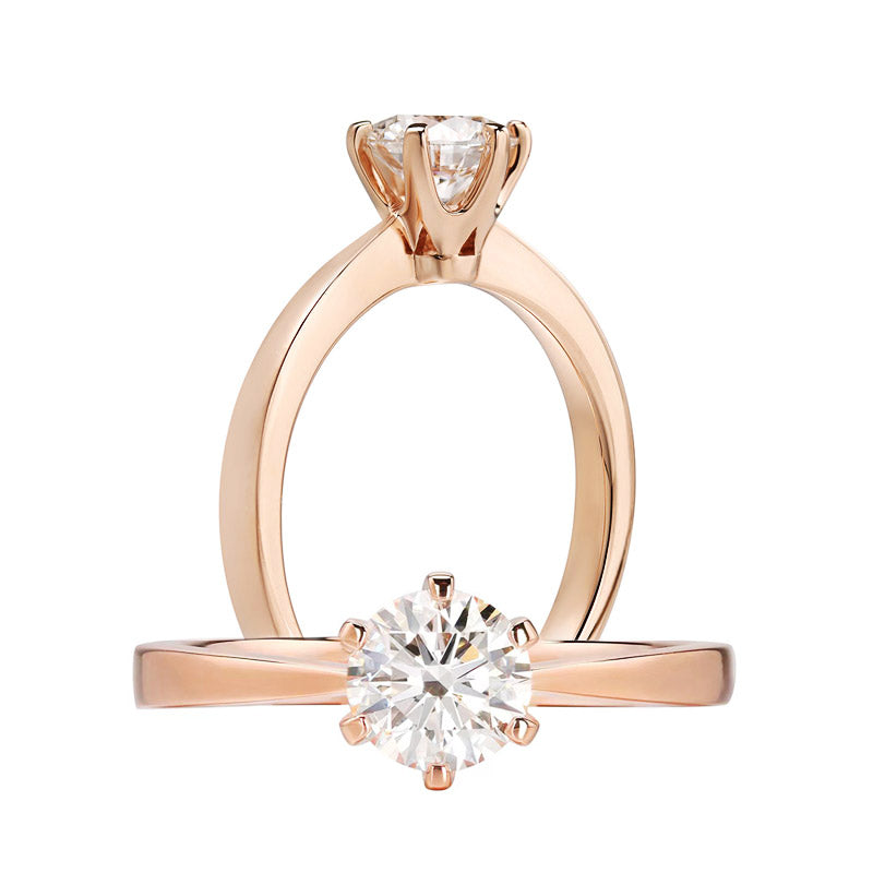 0.8 Carat Lab Grown Diamond Ring 6 Claws 14K Rose Gold LGR006-0