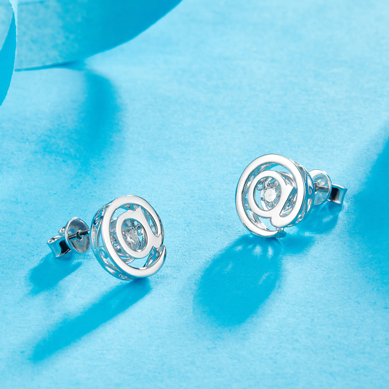 @ Stud Moissanite Diamond Dancing Stone Earring (1 Piece) Unisex 925 Sterling Silver MFE8190-3