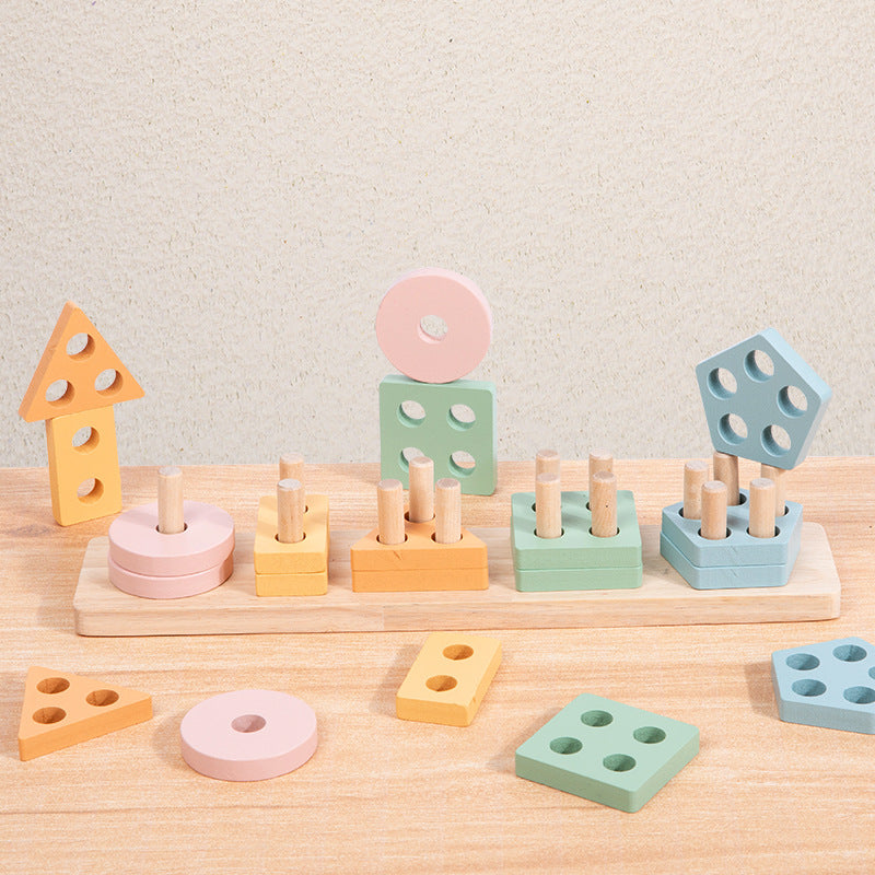 Montessori Geometric Shape Wooden Educational Toy Set for Children-4