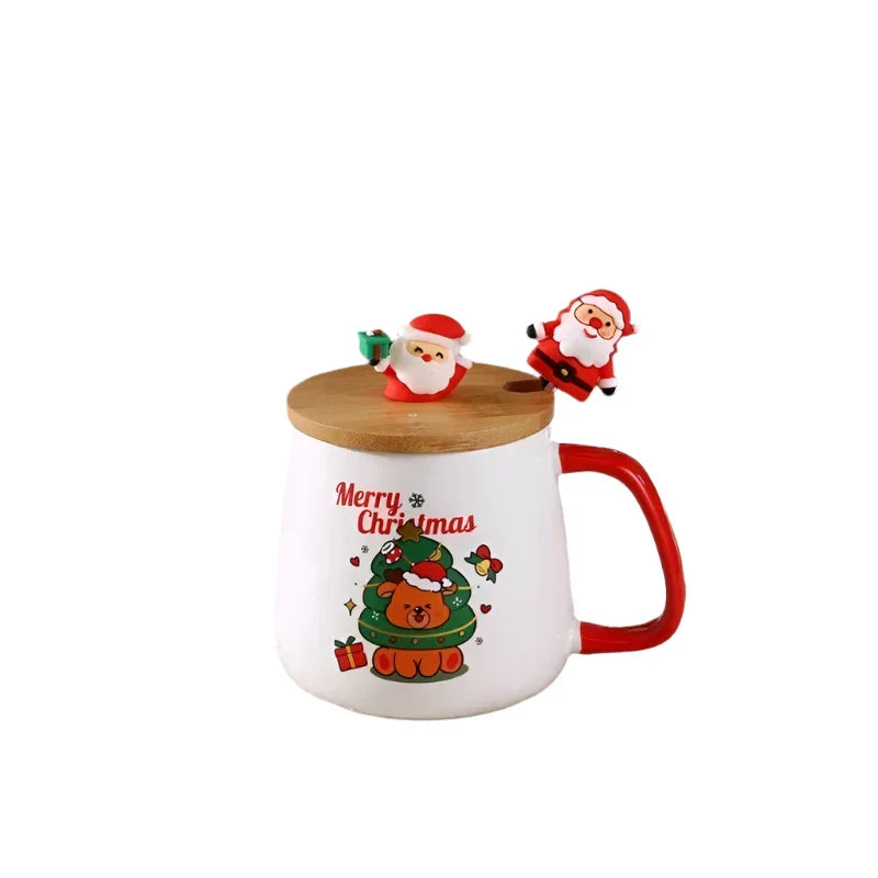 Ceramic Christmas Mug with Lid & Spoon Set-0