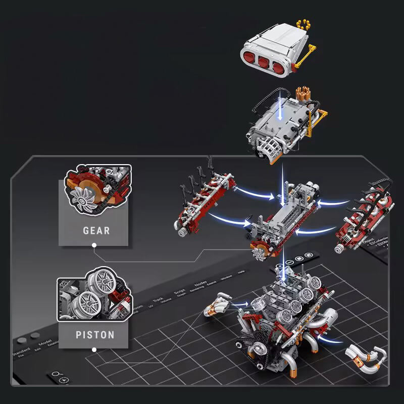 Supercharged V8 American Engine 2346Pcs-3