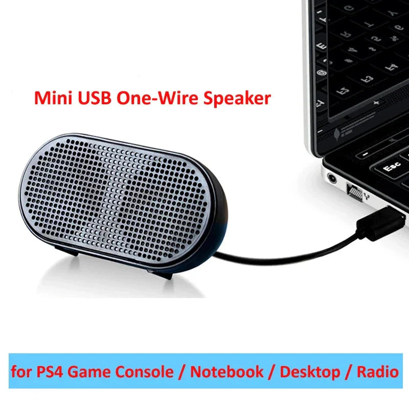 Portable USB Mini Speaker Stereo for PC & PS4 (Black)-1
