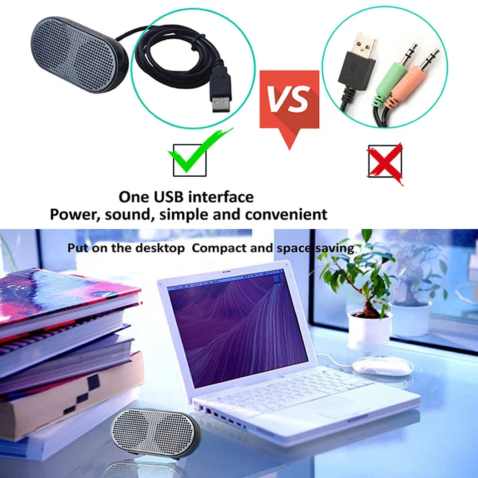 Portable USB Mini Speaker Stereo for PC & PS4 (Black)-4