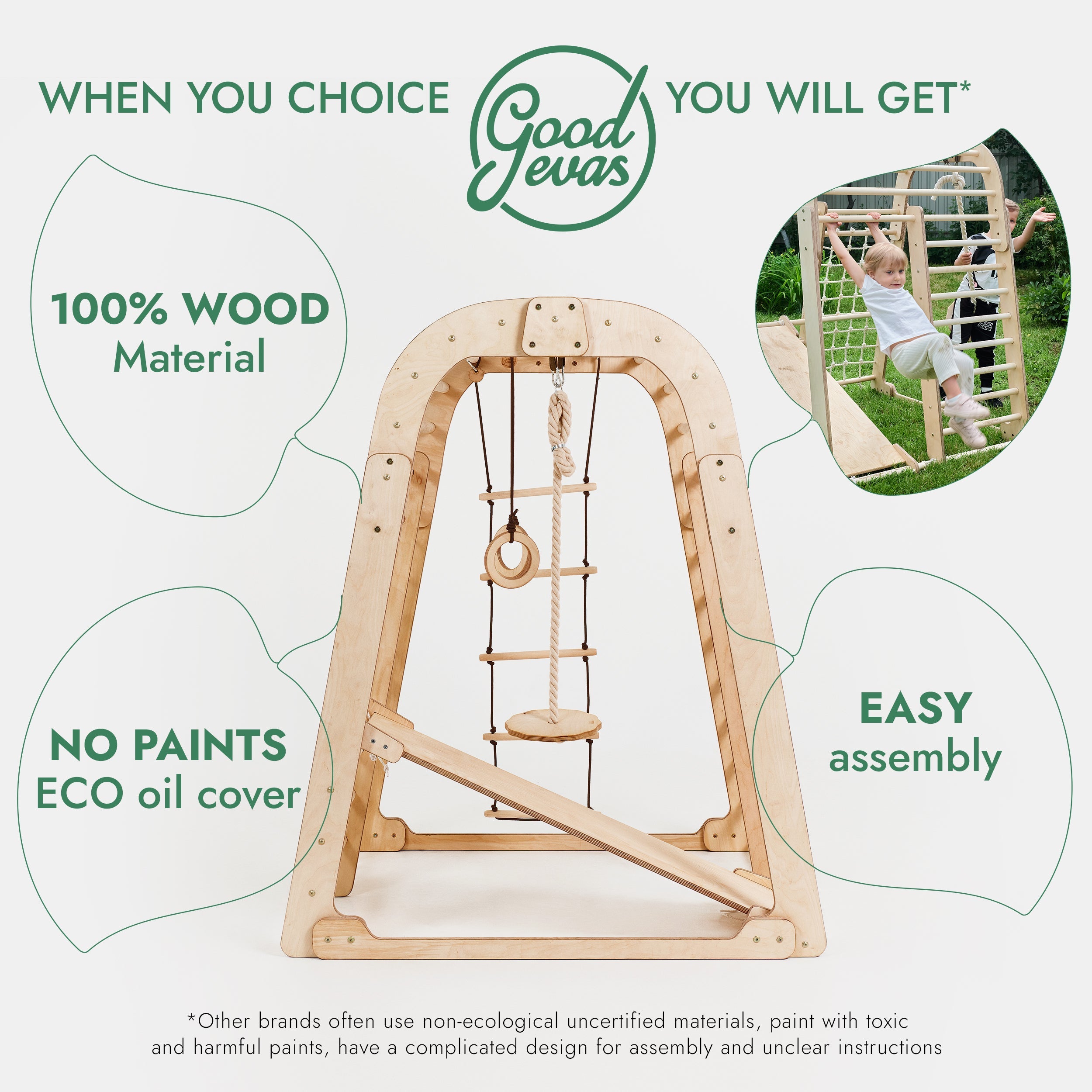 6in1 Indoor Wooden Playground for Children – Playground + Swings Set + Slide Board-1