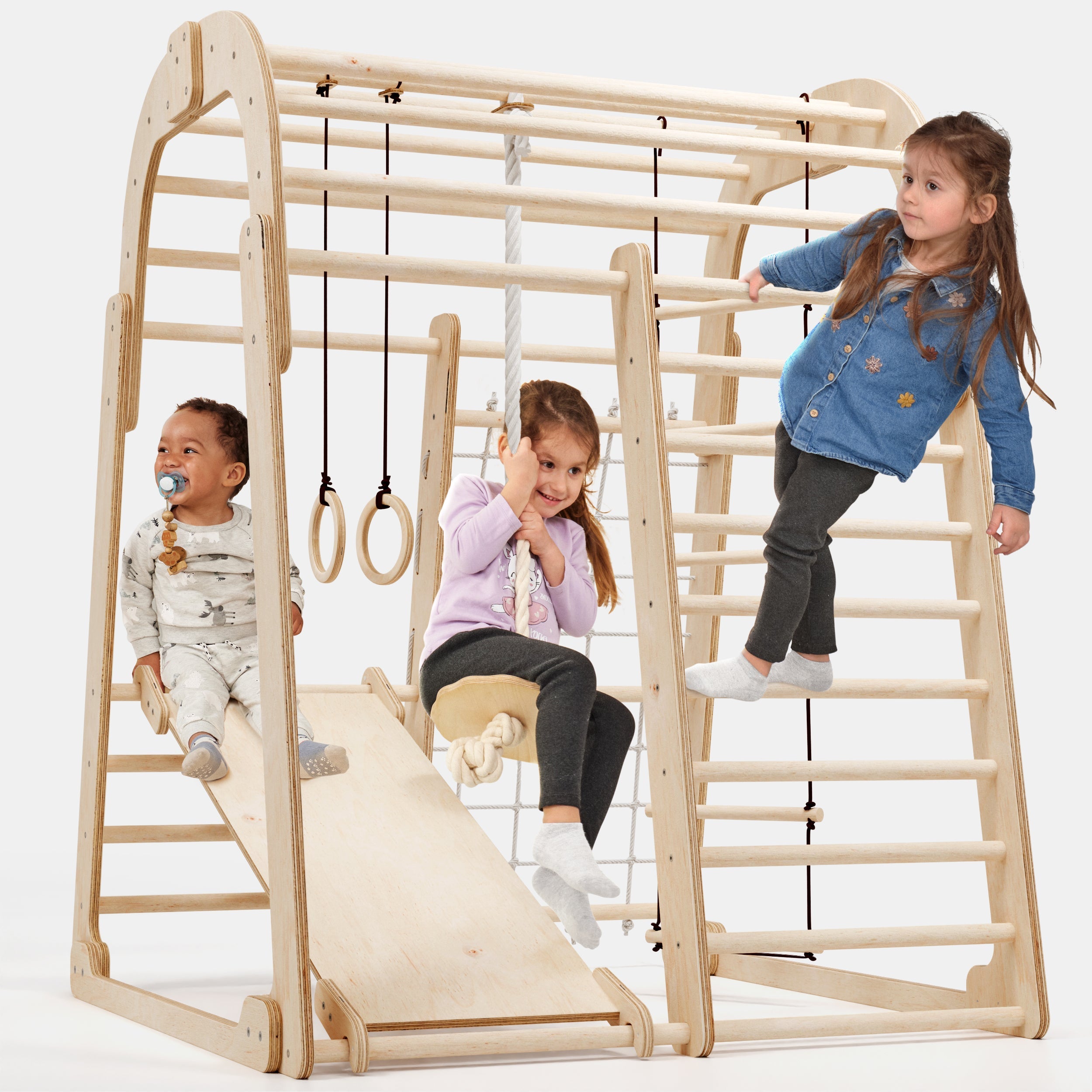 6in1 Indoor Wooden Playground for Children – Playground + Swings Set + Slide Board-0