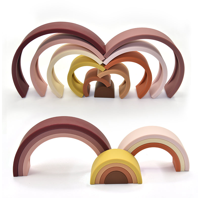 Rainbow Silicone Building Blocks for Early Education-2