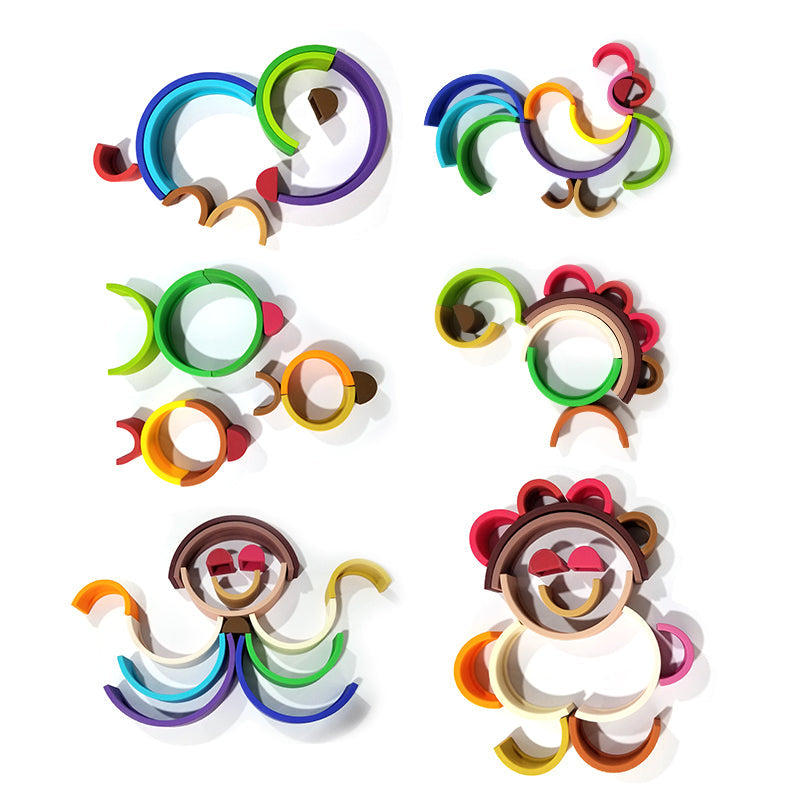 Rainbow Silicone Building Blocks for Early Education-4