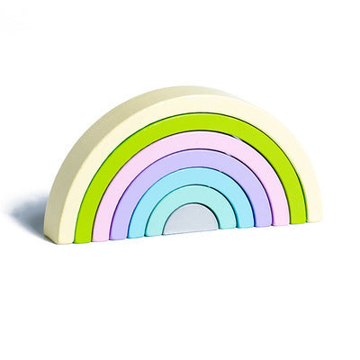 Rainbow Silicone Building Blocks for Early Education-6