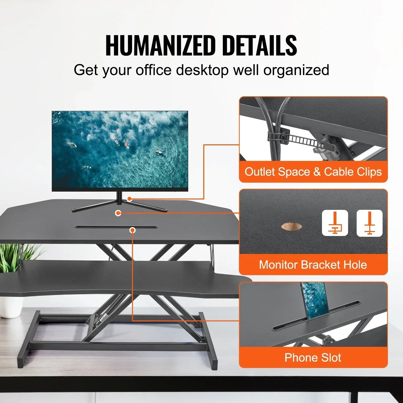 X-Frame Double-Layer Standing Desk Converter - Height Adjustable Sit-to-Stand Desk-4
