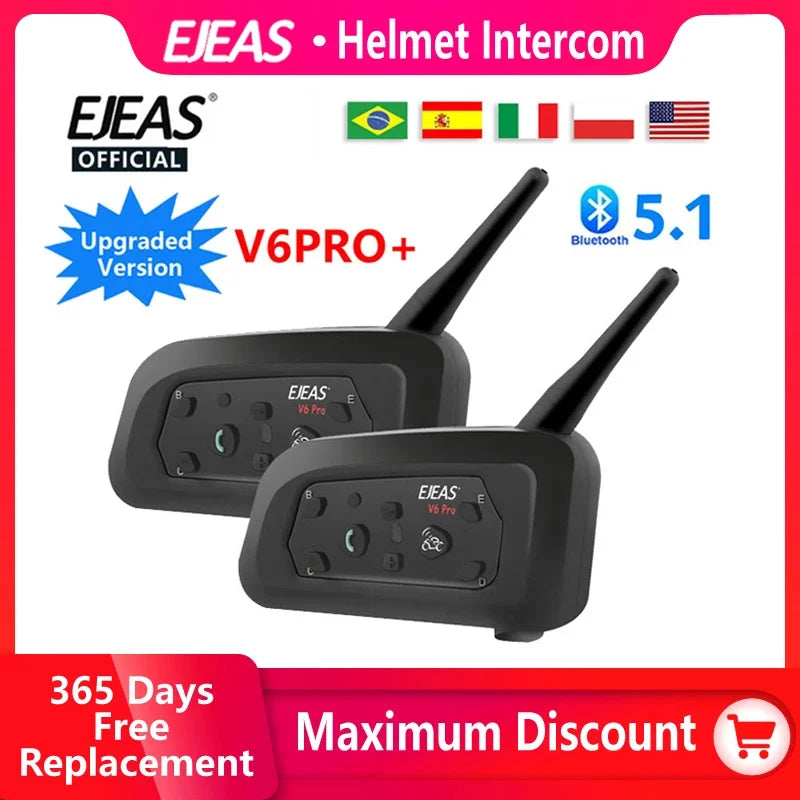 1200M Bluetooth Motorcycle Helmet Intercom Headset-1