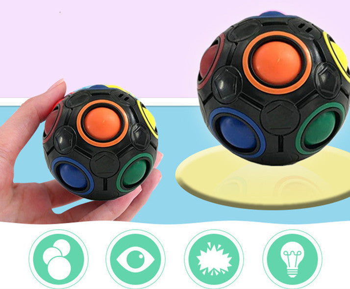 Stress-Relieving Rainbow Ball Puzzle Cube for Kids-3