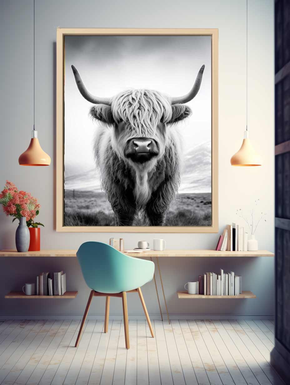 Highland Cow Canvas Art Print Painting-1