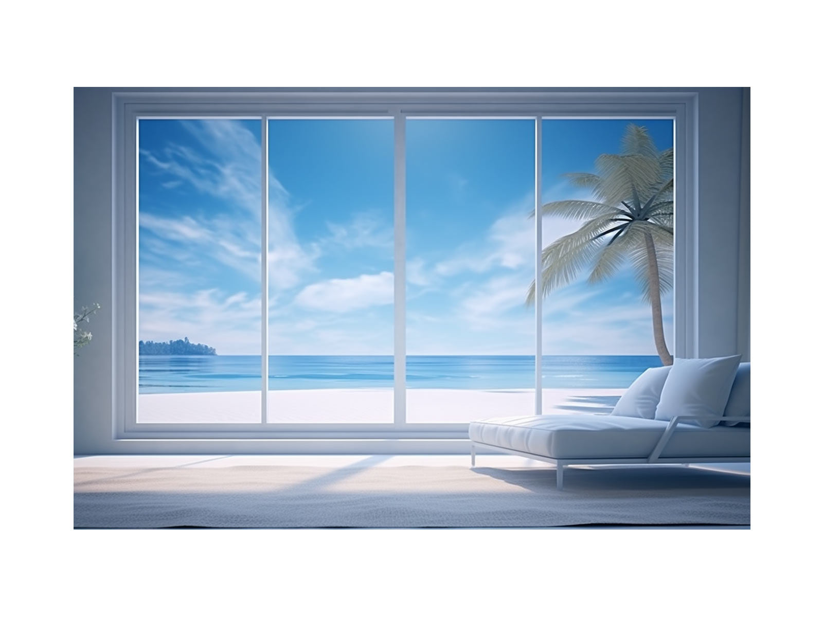 Beach Window Art Canvas Art Print-0
