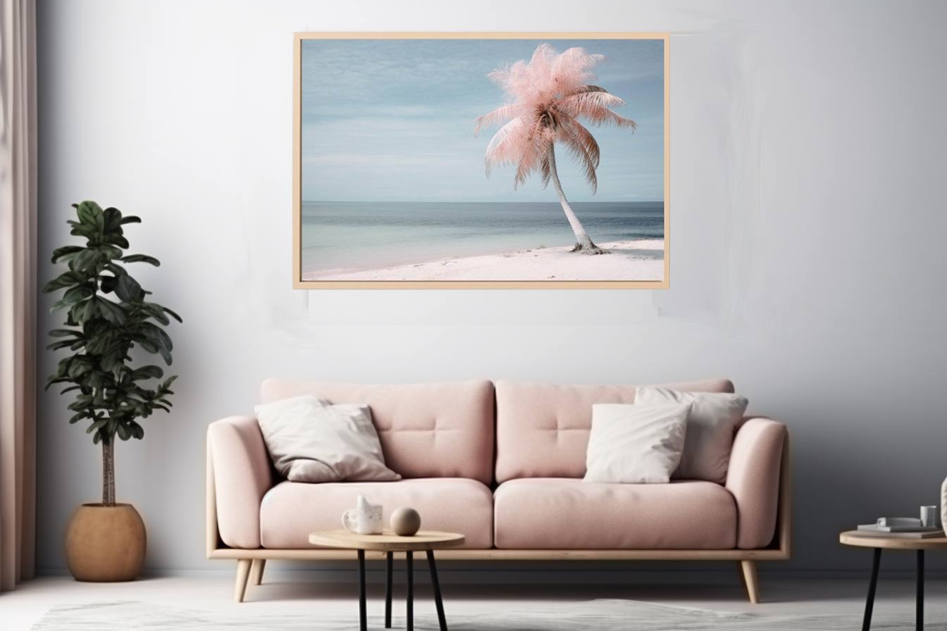 Silver Pink Beach Tree Canvas Art Print-1